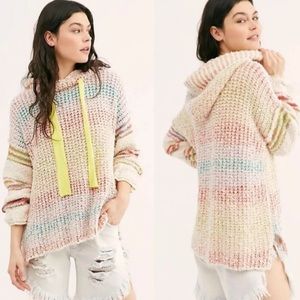Free People Sit Next to Me Rainbow Sweater Hoodie NWT sz. XS